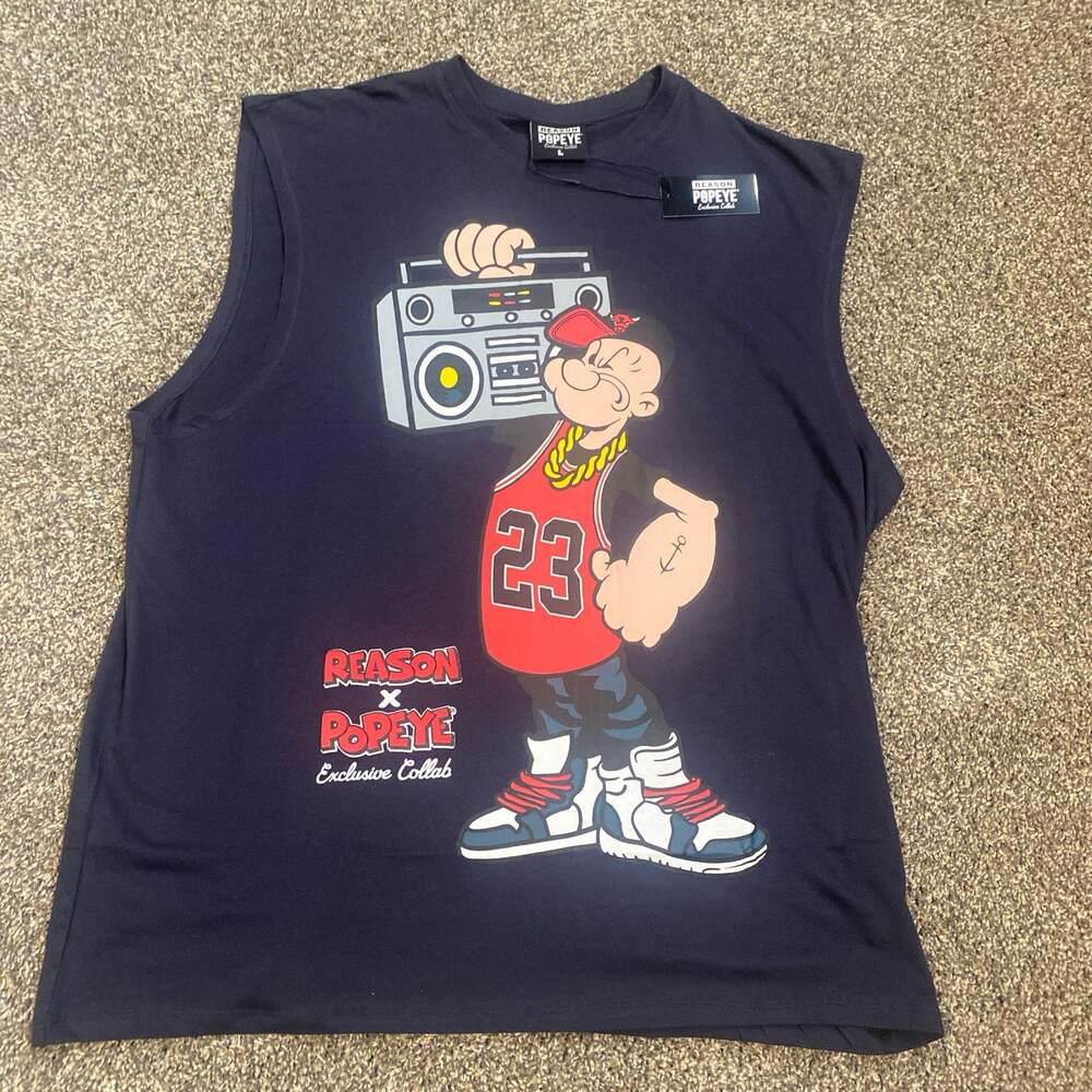 Reason x Popeye Exclusive Collab Graphic Sleeveless Tank Top Size L